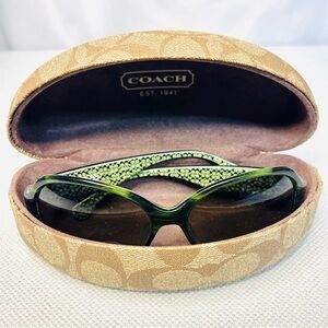 Coach Green Patterned Sunglasses with Signature Case